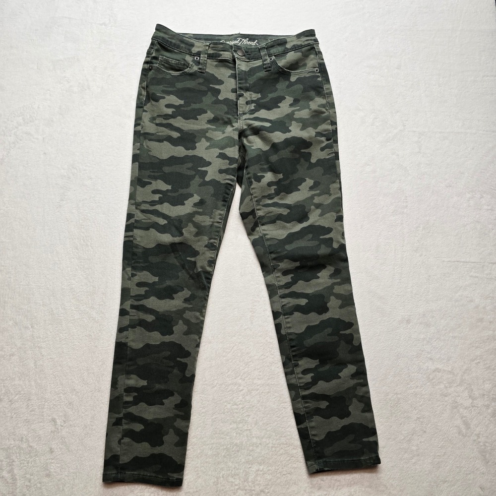 Universal Thread Camo Skinny Jeans Stretch Green Women 2/26 Casual